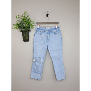 AF 29 Abercrombie & Fitch High Rise Skinny Jeans Curve Ripped Light Blue Frayed